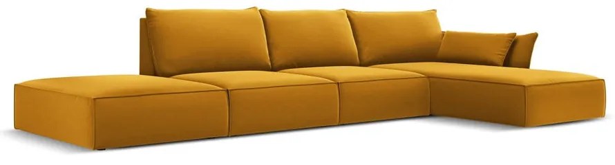 Mustársárga bársony sarokkanapé (jobb oldali-heverő résszel) Vanda – Mazzini Sofas
