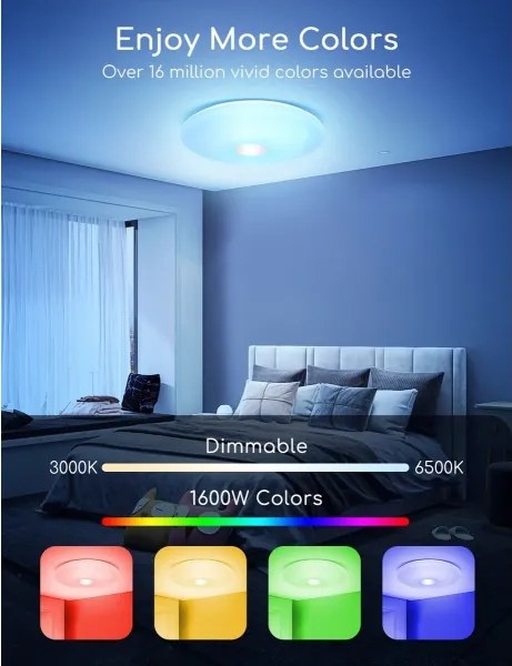 Aigostar - LED RGBW Wi-Fi stropní svítidlo 18W, pr. 34 cm, stmívatelné