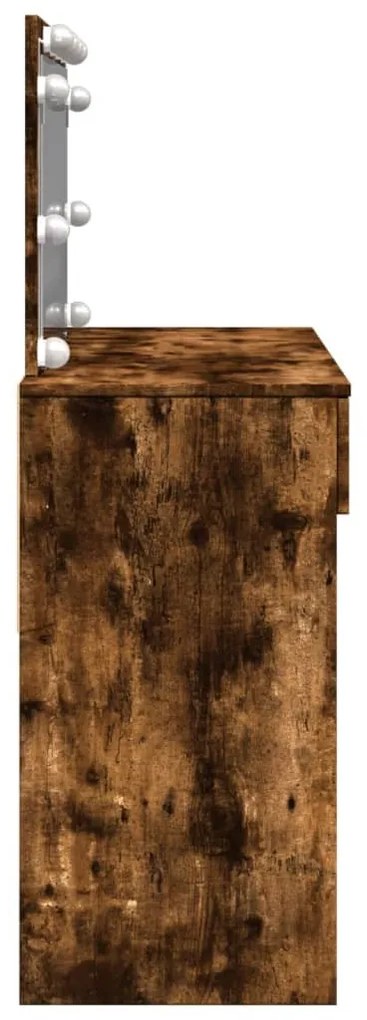 füstös tölgy színű fésülködőasztal LED-del 100 x 40 x 120 cm