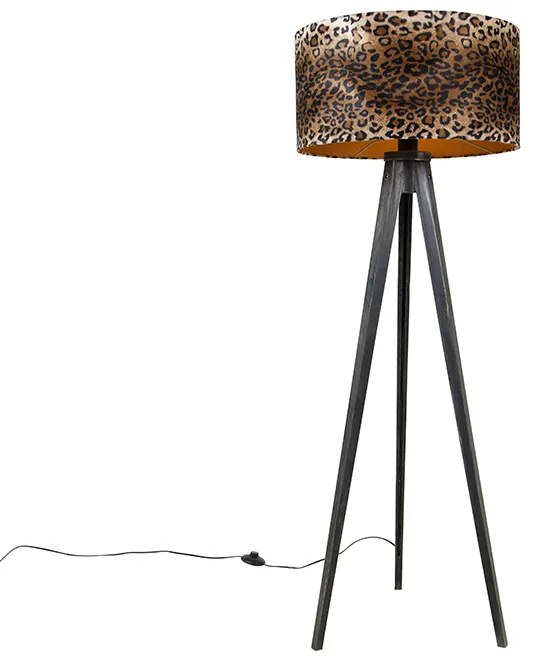 Állólámpa állvány fekete leopárd árnyékolóval 50 cm - Tripod Classic