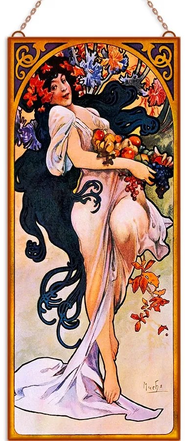 Alfons Mucha - Évszakok III. (Garnitúra) üvegkép, falikép