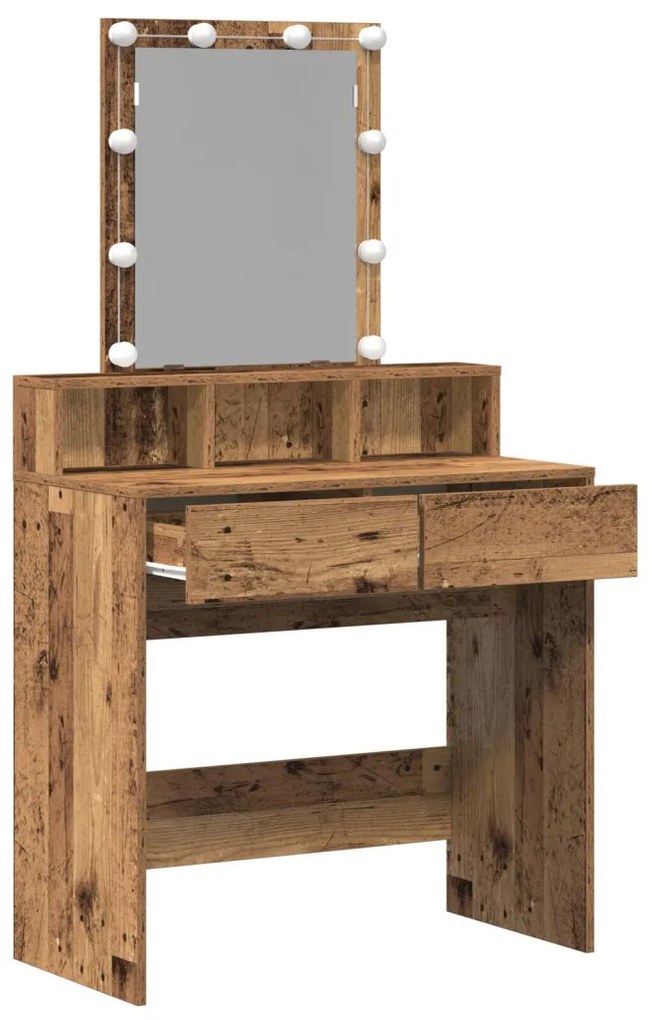 Sminktükör LED Fénnyel Régies Fa Kompozit Fa