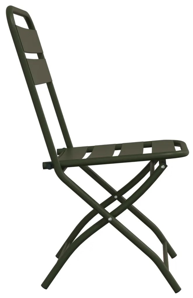 Összecsukható Kerti Székek 2 db Sötét Zöld 42x52x82 cm Porszórt Acél