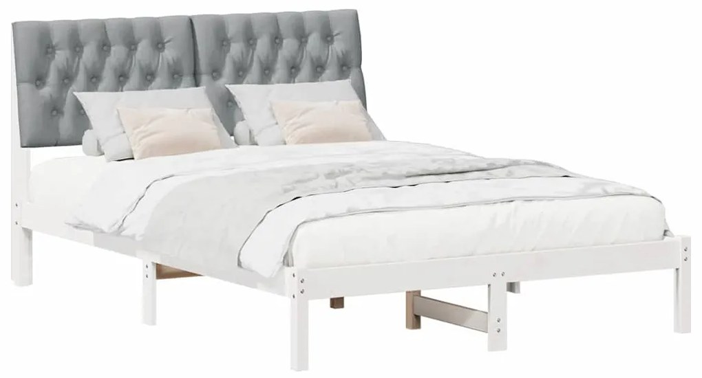 Ágykeret Kárpitozott Fejtámlával fejtámlával Fehér 160 x 200 cm