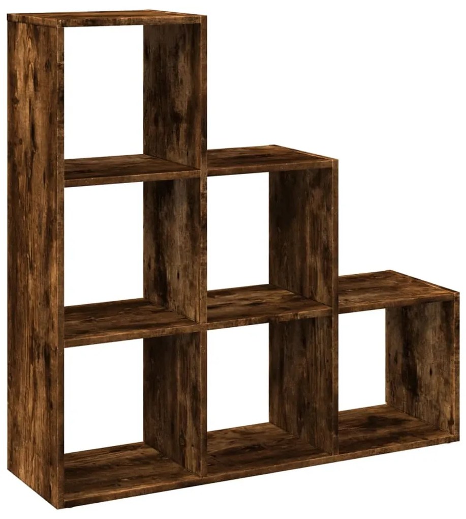 3 szintes füstös tölgy fa elválasztó könyvespolc 99x29x99 cm