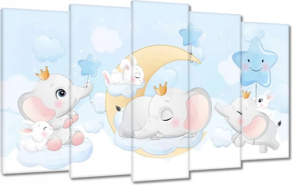 Vászonkép 100x60 Elefánt és nyúl család