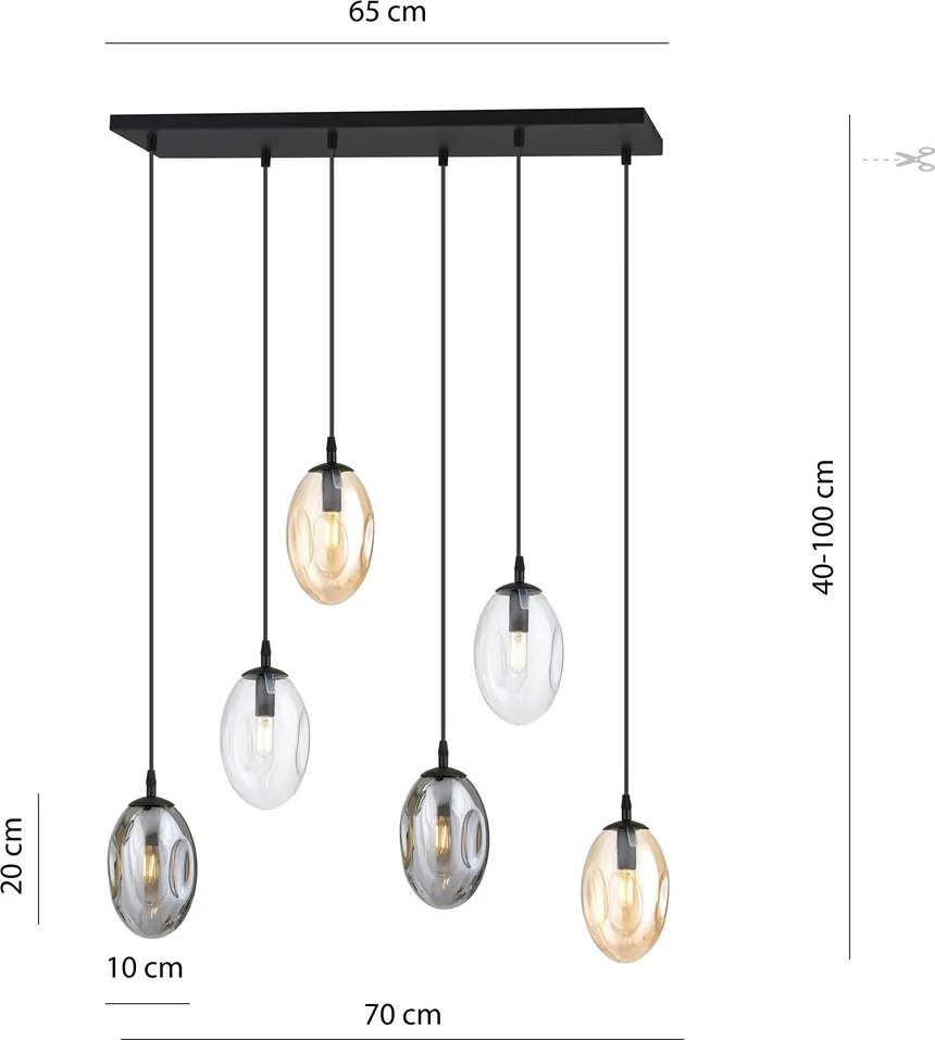 Emibig modern függeszték astral fekete grafit mézédes átlátszó emi1268/6m1