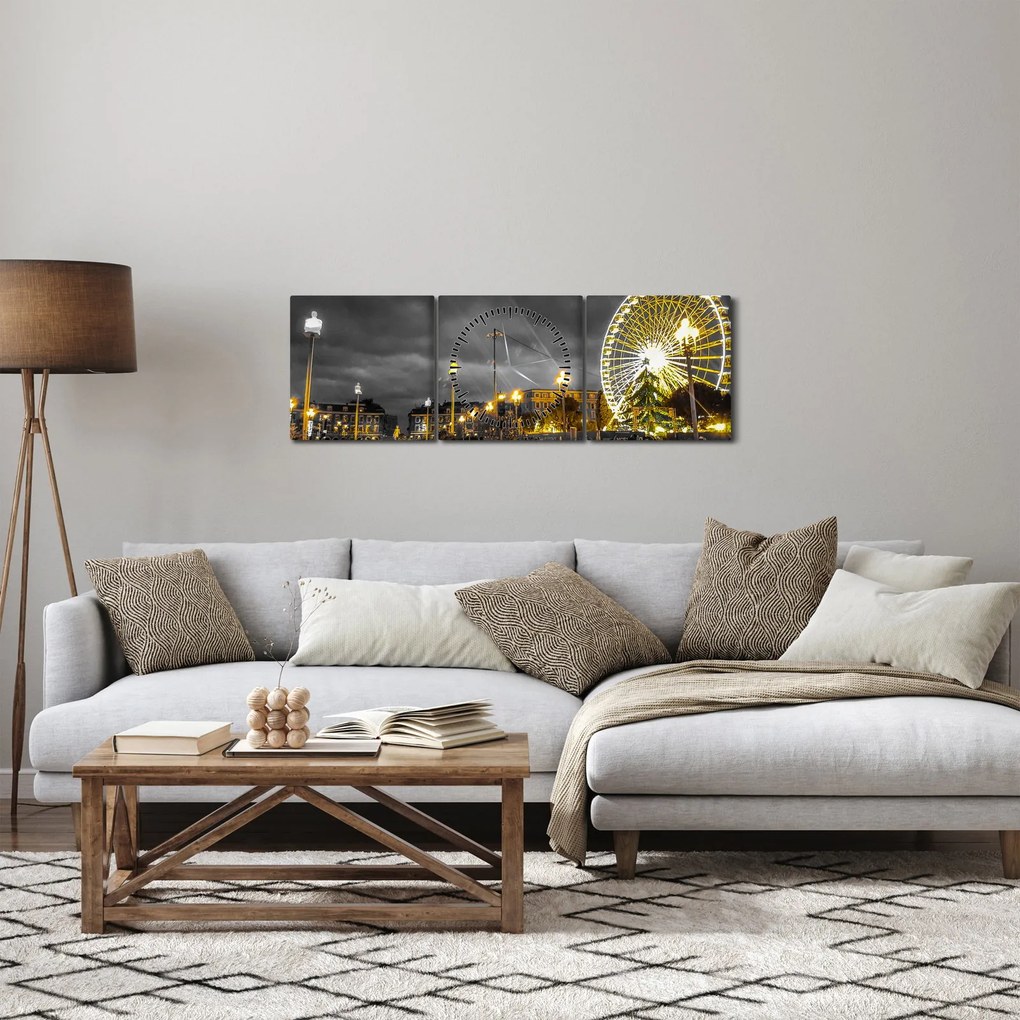 Óriáskerék a szürkületbe képe (órával) (90x30 cm)