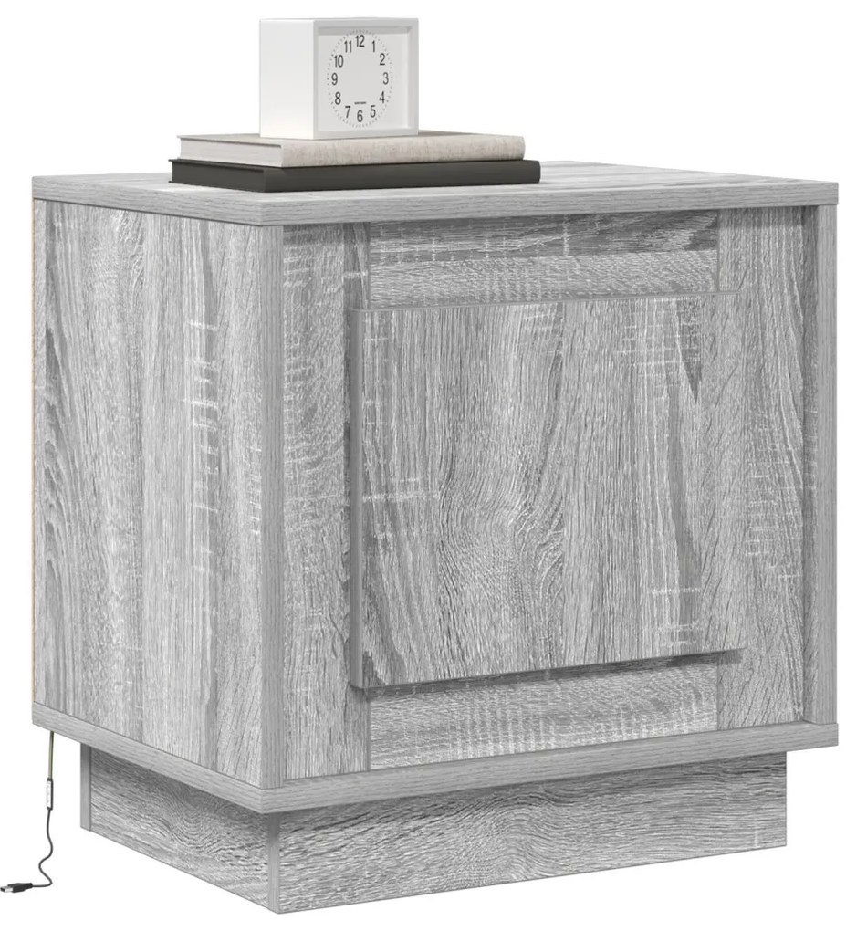 Éjjeli szekrények LED világítással 2 db Szürke Sonoma 44x34,5x45 cm