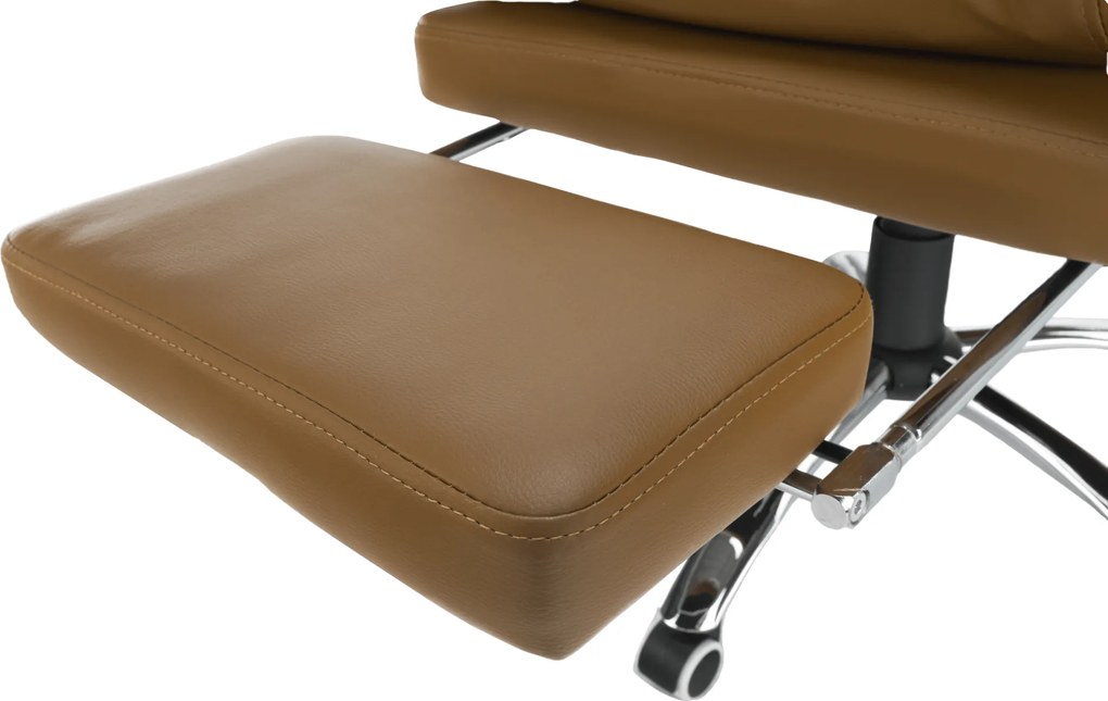 Irodai szék lábtartóval, textilbőr barna, DRAKE