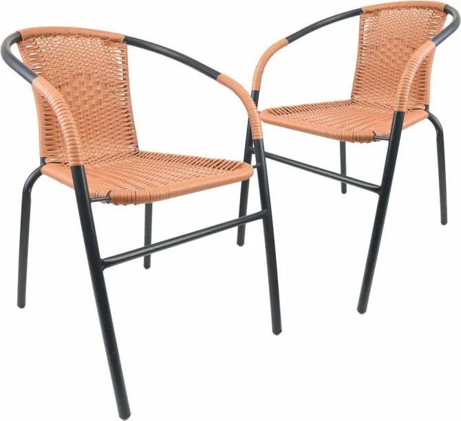 Kerti szék garnitúra egymásba rakható szürke-természetes 2db