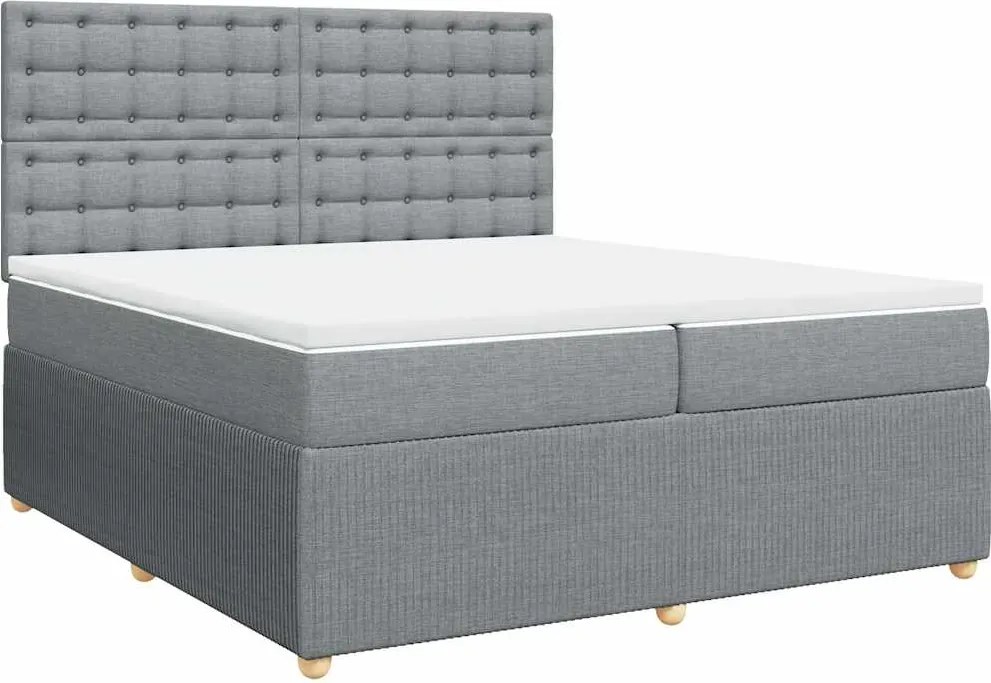 vidaXL világosszürke szövet rugós ágy matraccal 200 x 200 cm