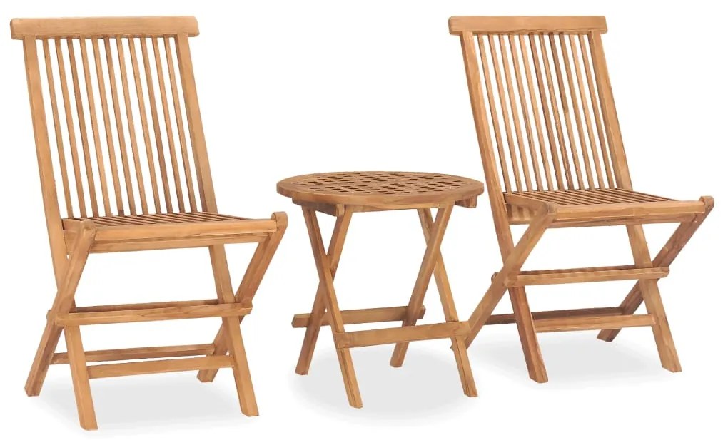 vidaXL 3 részes kültéri összecsukható tömör tíkfa étkezőgarnitúra