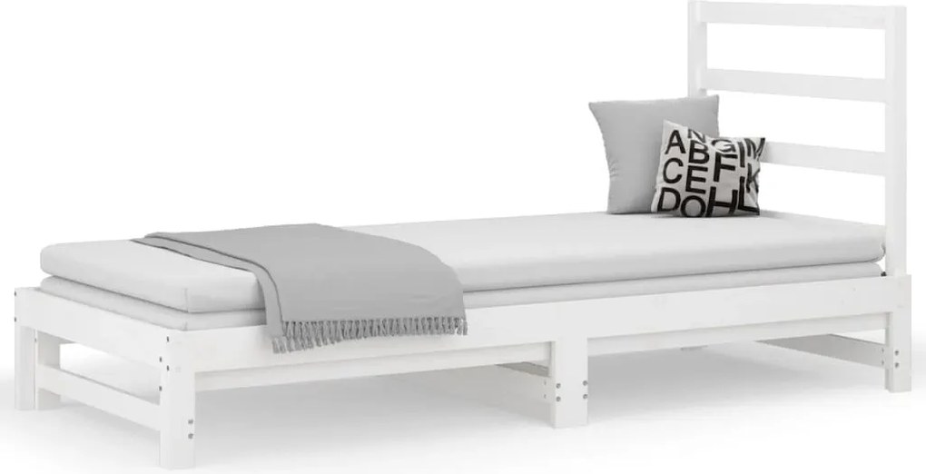 vidaXL fehér tömör fenyőfa kihúzható kanapéágy 2 x (90 x 200) cm