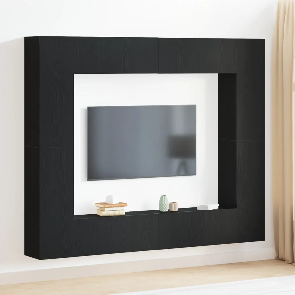 TV szekrény 8 pcs Fekete 221 x 30 x 180 cm Faanyag