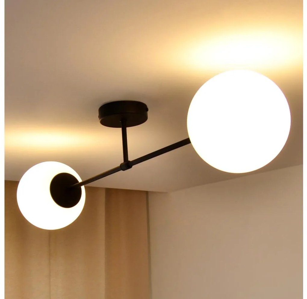 Felületre szerelhető csillár MOON 2xE27/15W/230V fekete