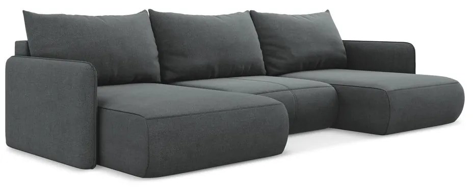 Szürke kinyitható-tárolóhelyes sarokkanapé Nanea – Makamii