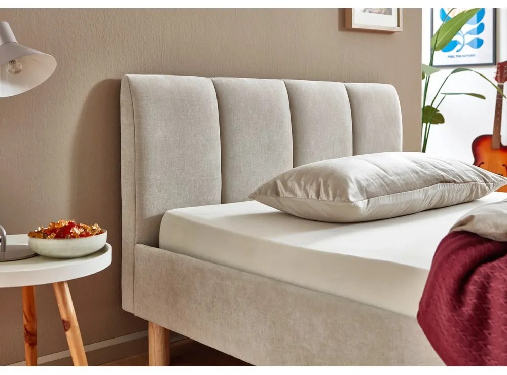 Bézs kárpitozott franciaágy ágyrács nélkül 140x200 cm Joker – Meise Möbel