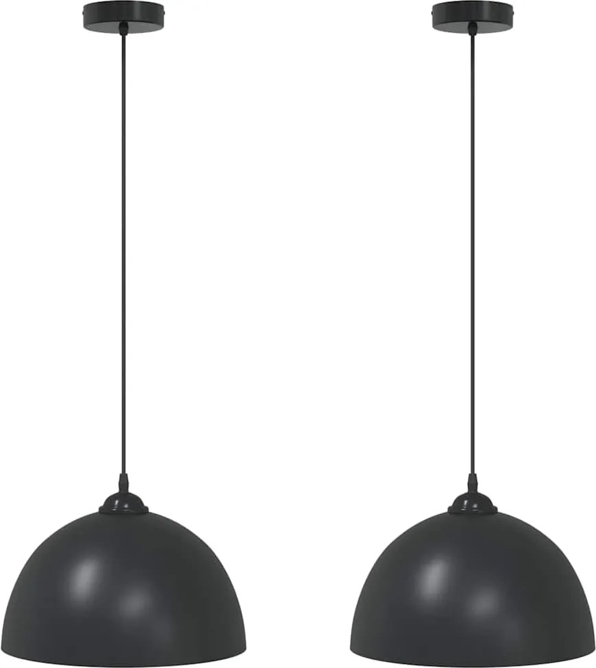 vidaXL függőlámpák 2 db Állítható magasságú E27 fekete Ø 30 cm Fém