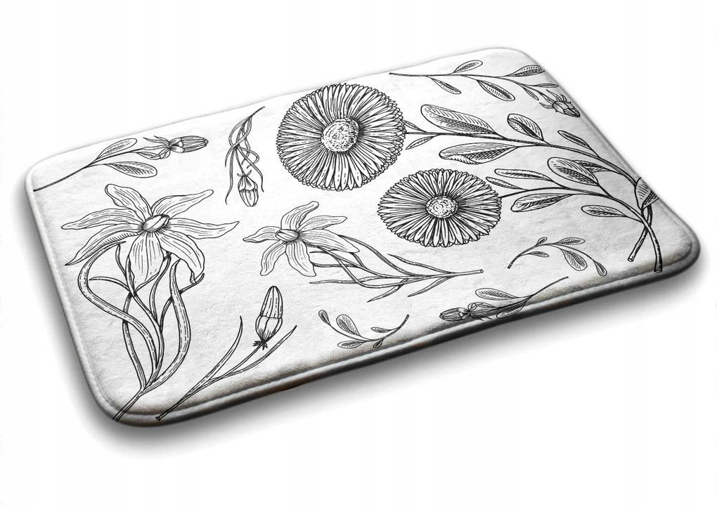 Fürdőszobaszőnyeg vegyes minták Virágok minta 90x60 cm