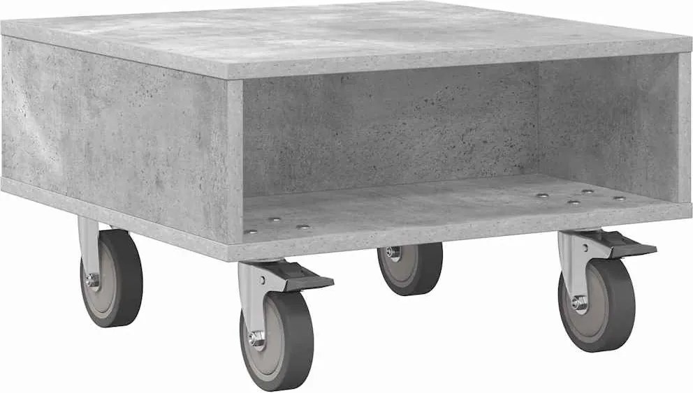 vidaXL Gördülékeny oldalasztal Beton Szürke 50,5 x 50 x 30 cm Faanyag