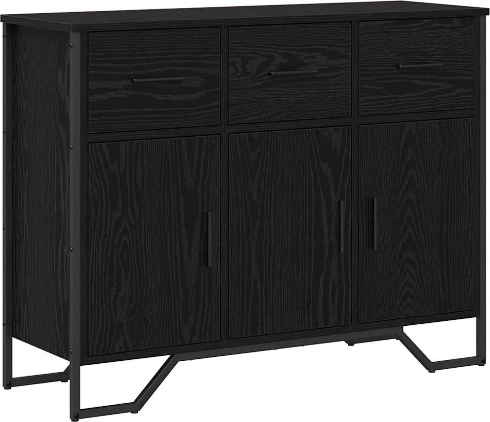 vidaXL Széf fiókkal Fekete tölgy 97 x 32,5 x 74,5 cm
