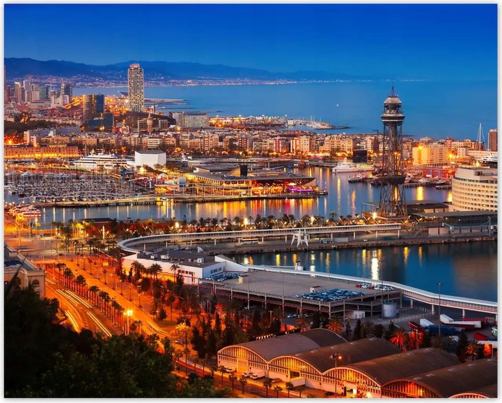 Poszterek 50x40 Barcelona Éjszakai tájkép