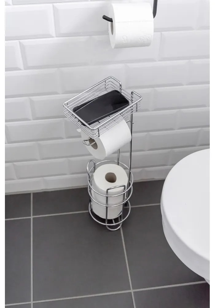 Ezüstszínű krómozott acél WC-papír tartó állvány – Wenko