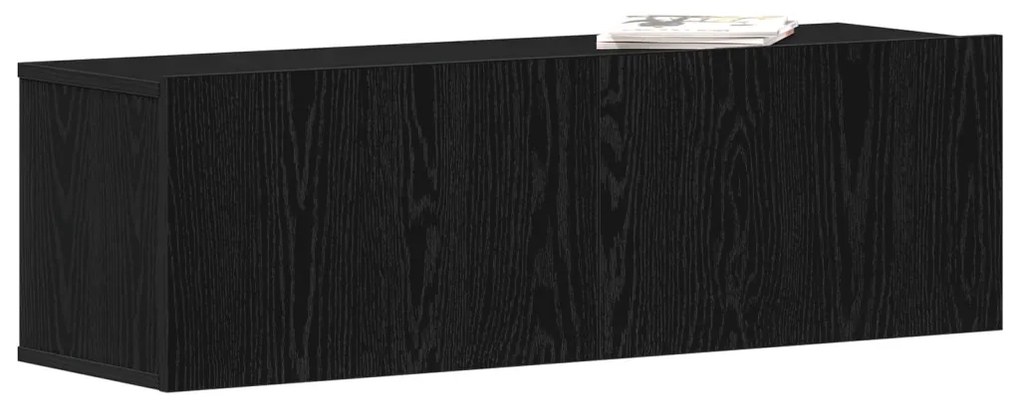 Fekete Tölgy Fali TV Szekrény 100x30x30 cm Épített Fa Anyagból