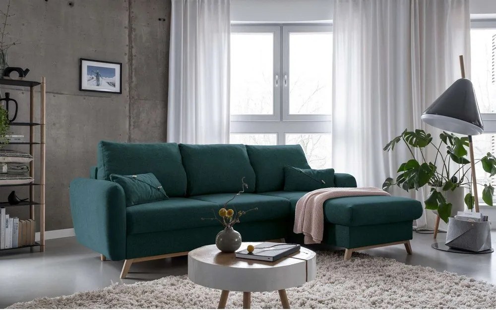 Scandic Lagom türkiz kinyitható sarokkanapé, jobb oldali - Miuform