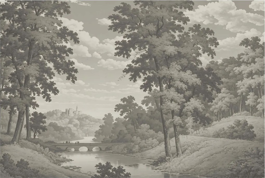 Flizelin fotótapéta Flizelin Design Kastély és híd 104x70 Ragasztó