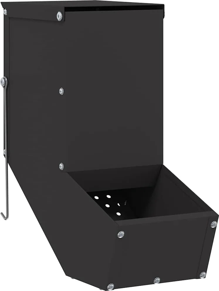 vidaXL Nyúl Etető Fekete 12,5 x 26 x 28,5 cm Hidegen Hengerelt Acél