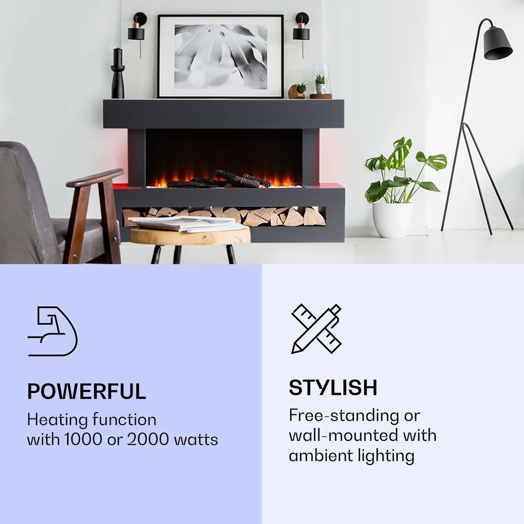 Studio Light & Fire 3 Smart, kandalló, 1000/2000 W, MDF, WiFi Control