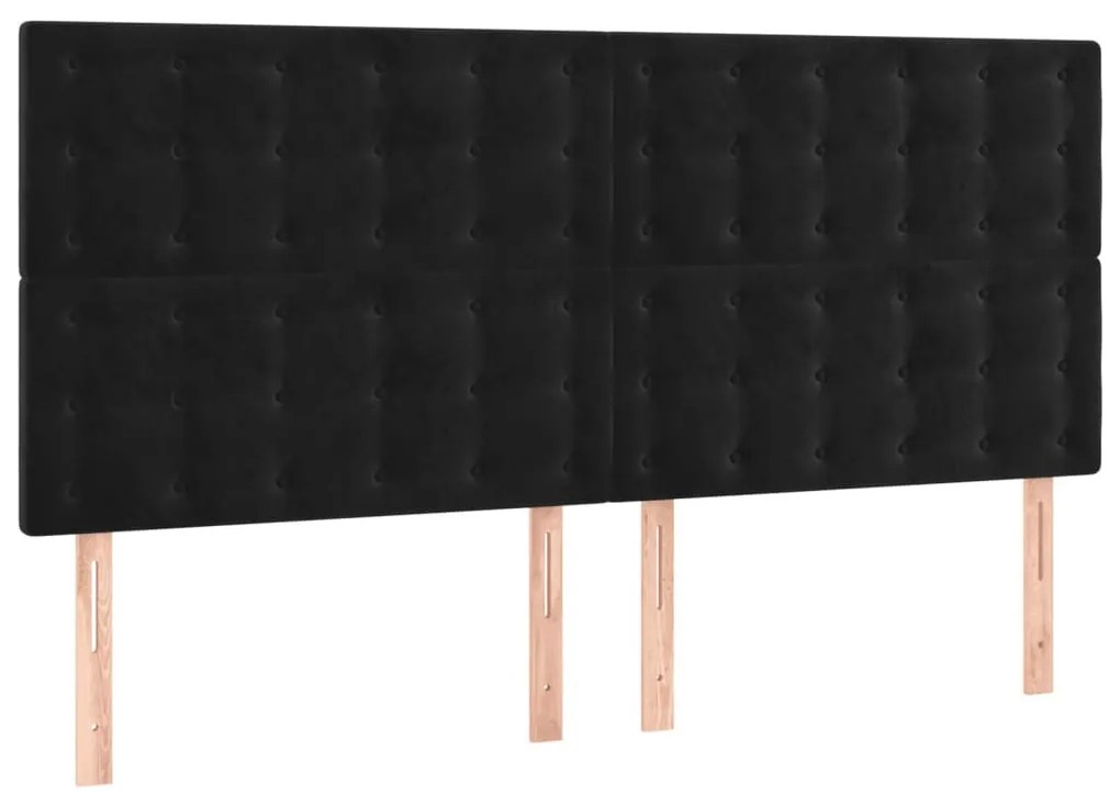fekete bársony LED-es fejtámla 160x5x118/128 cm