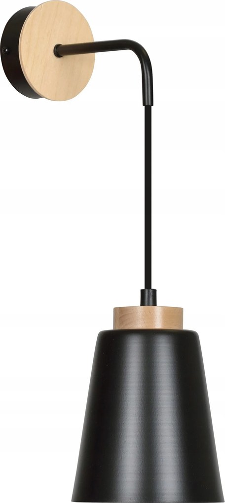 Hálószobai fali lámpa ideális az ágyban való olvasáshoz Bolero fekete, fa