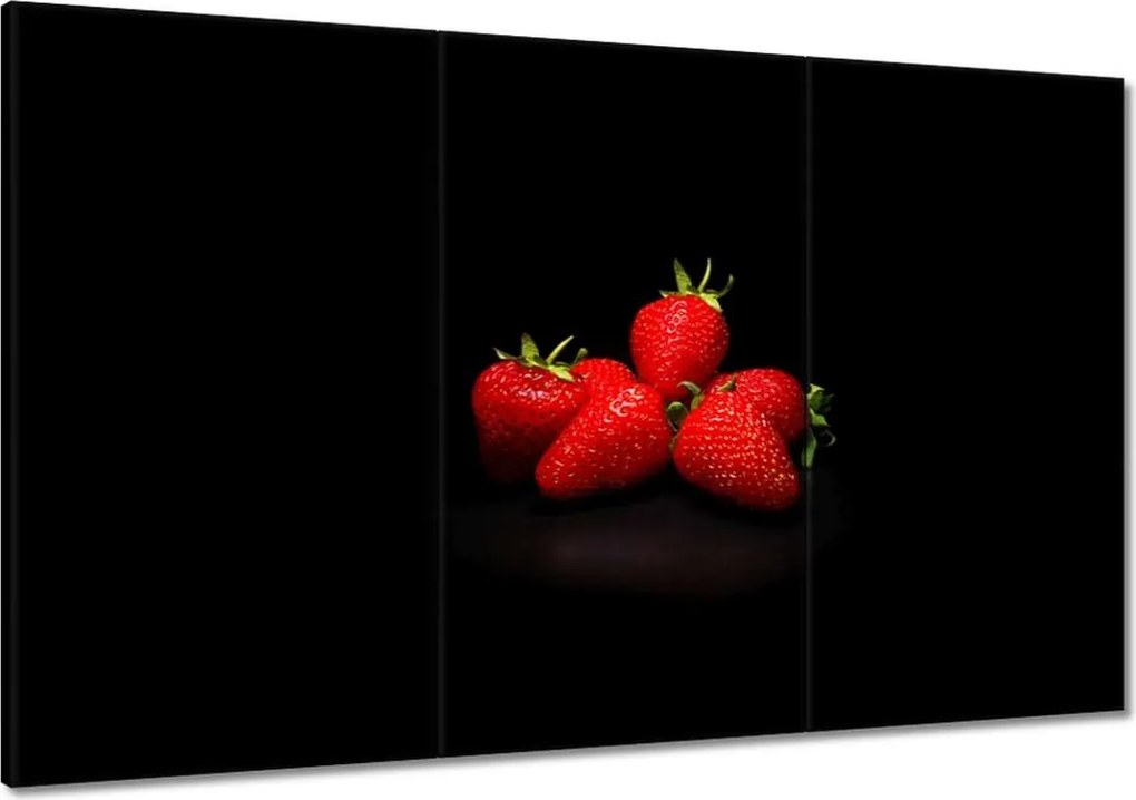 Vászonkép 120x80 Eper fekete alapon