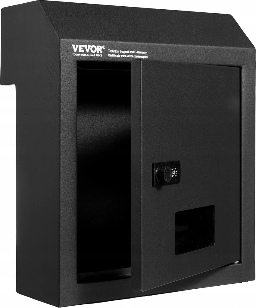 Postaláda ajtóra kóddal 30,5x15,5x36 cm acél fekete