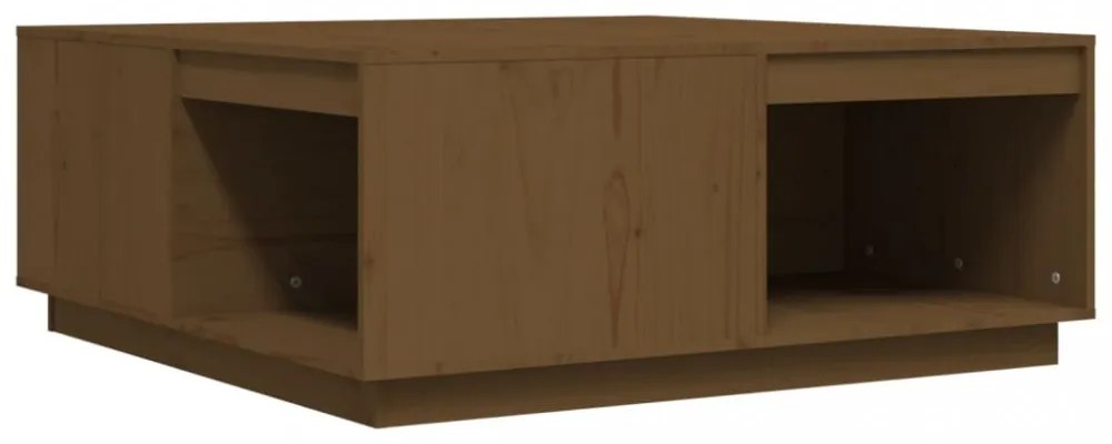 mézbarna tömör fenyőfa dohányzóasztal 100 x 101 x 40,5 cm