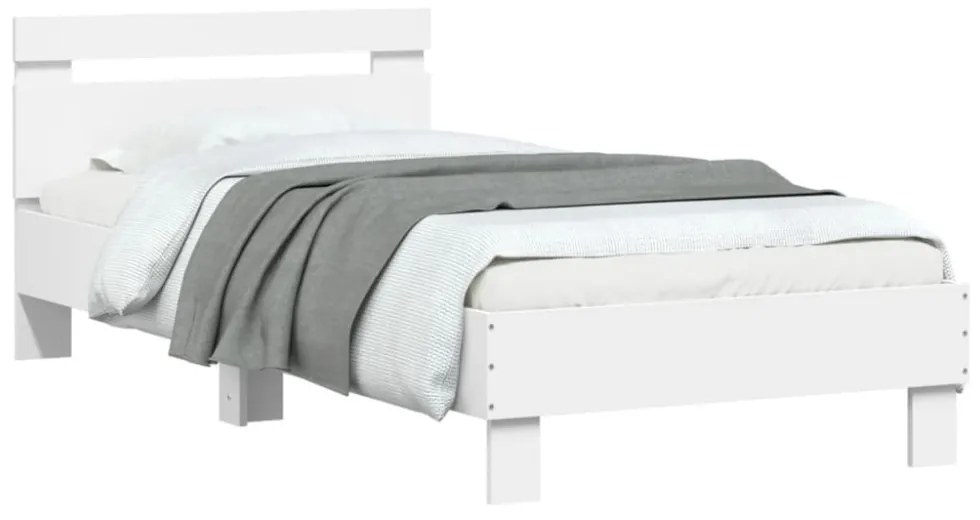 fehér ágykeret fejtámlával és LED-világítással 90 x 200 cm