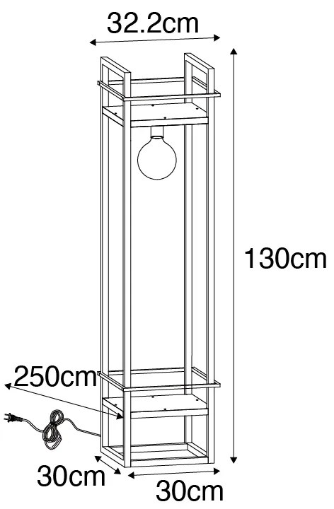 Ipari állólámpa fekete - Cage Rack