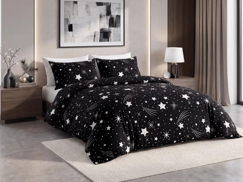 NIGHT SKY fekete mikroplüss ágyneműhuzat Ágyneműhuzat mérete: 70 x 90 cm | 140 x 200 cm