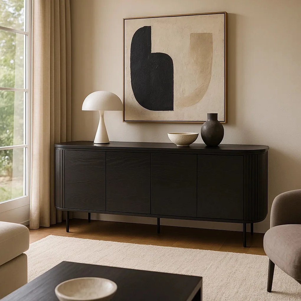 Komoda BECK 200 cm Czterodrzwiowa Czarna