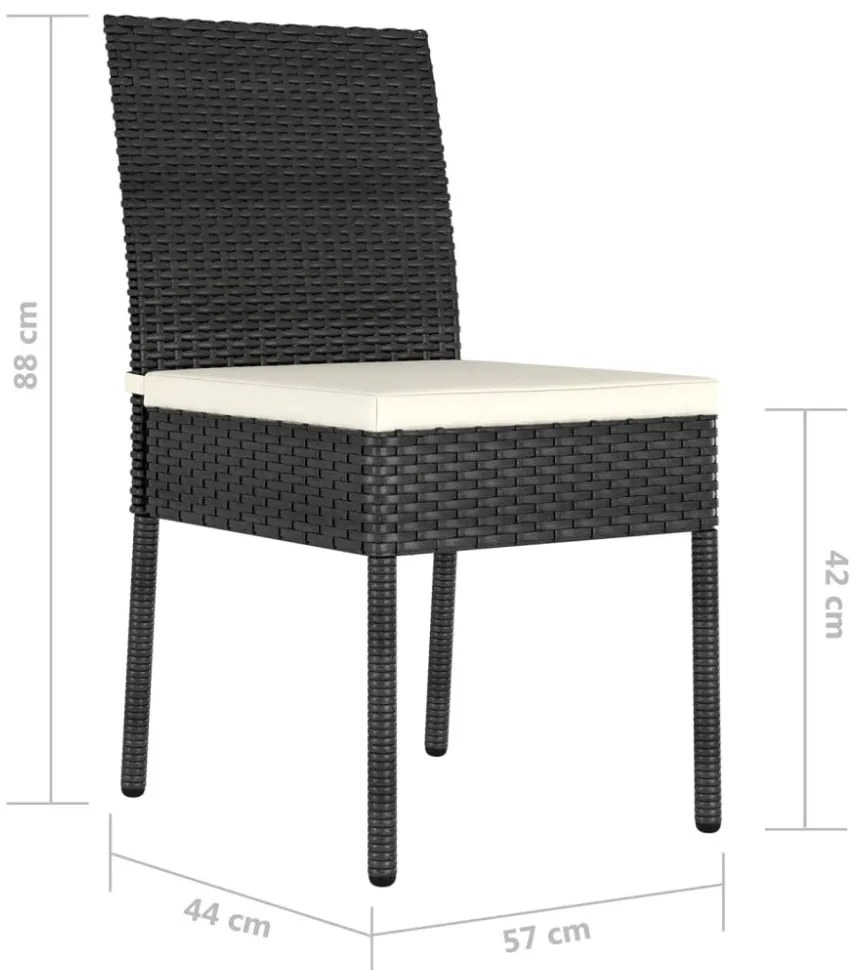 2 db fekete polyrattan kerti étkezőszék