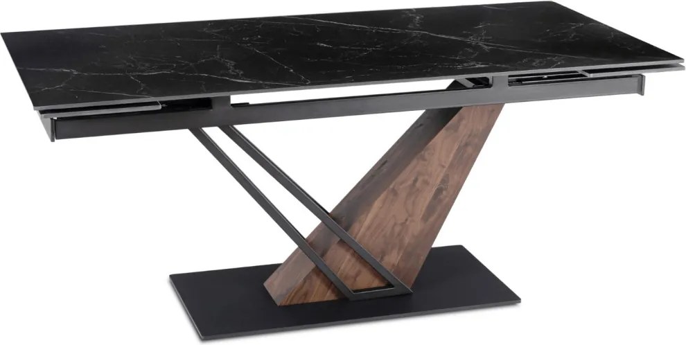 Stół REX 2 Ceramiczny Rozkładany 180-240 cm Czarny márvány/Orzech