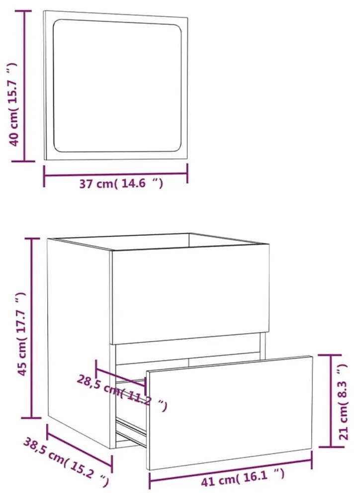 szürke sonoma színű szerelt fa fürdőszobaszekrény tükörrel