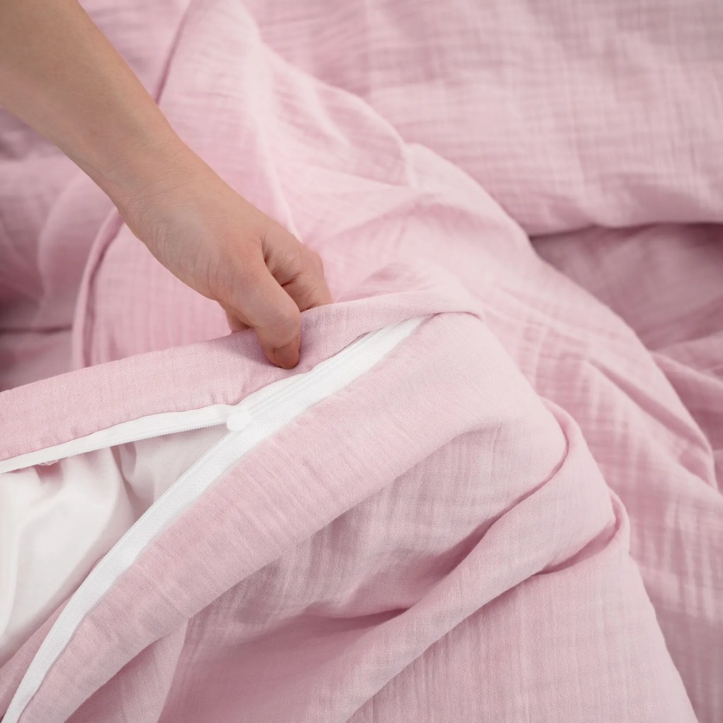 Goldea muszlin ágyneműhuzat – pasztell rózsaszín 240 x 220 és 2db 70 x 90 cm
