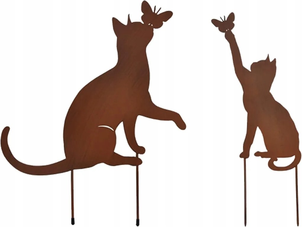 2 db-os kerti cölöp szett Rusty Cat Garden Kerti dekoráció macskák