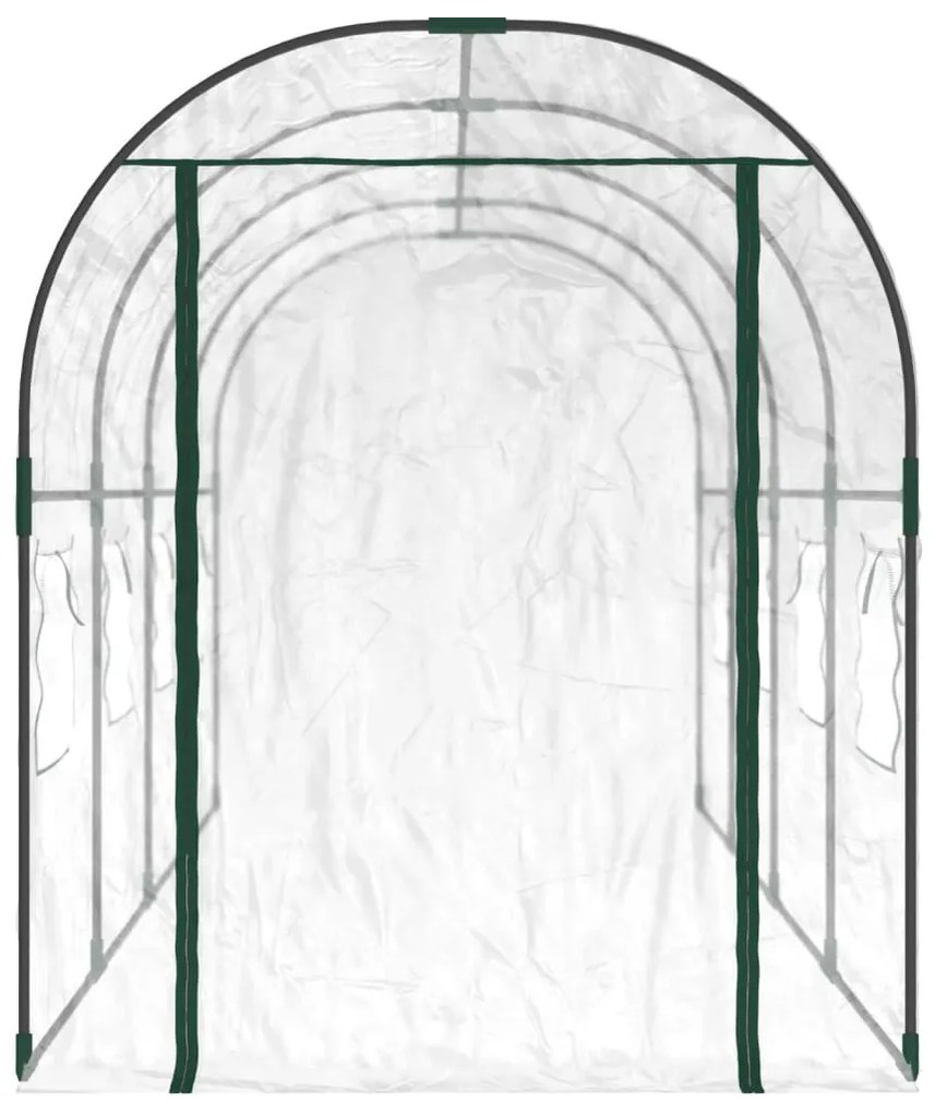 átlátszó PVC és porszórt acél melegház 160 x 400 x 190 cm