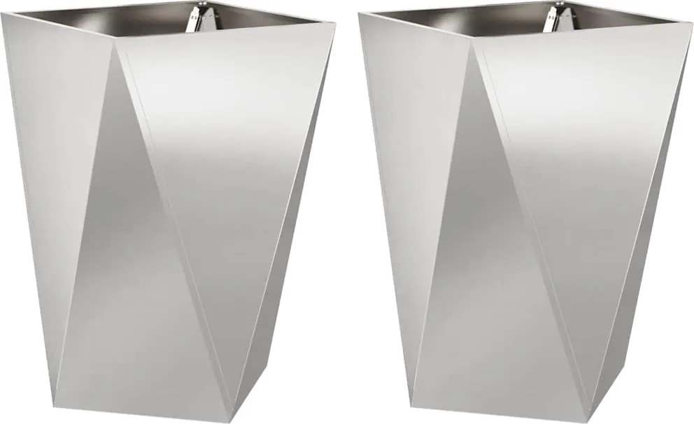 vidaXL Növénytartó 2 pcs Ezüst 50 x 50 x 75 cm Rozsdamentes acél