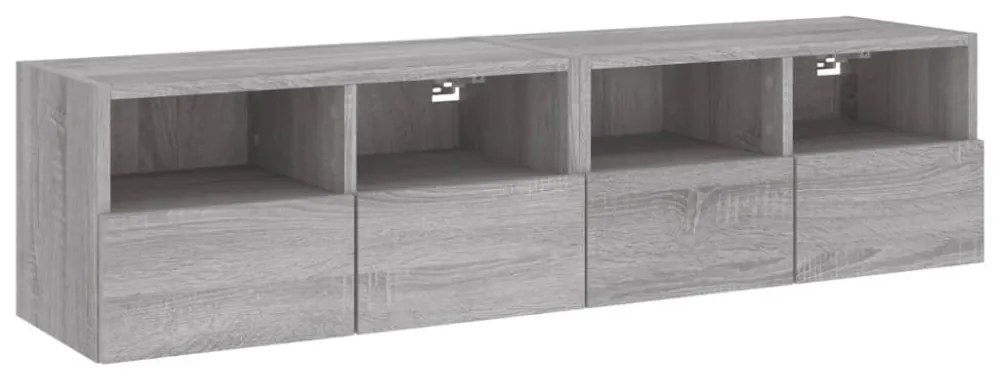 2 db szürke sonoma színű szerelt fa fali TV-szekrény 60x30x30cm